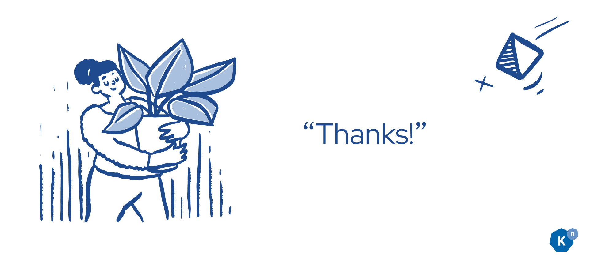 Person hugging a plant and saying thanks